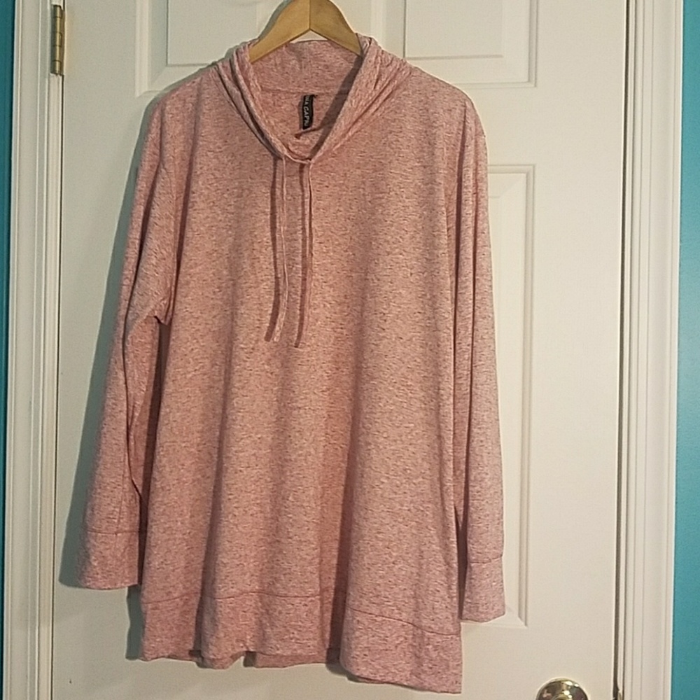 Long Sleeve Tee with Drawstring Cowl Neck